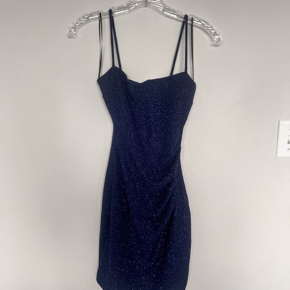 Navy Sparkle Spaghetti Strap Dress